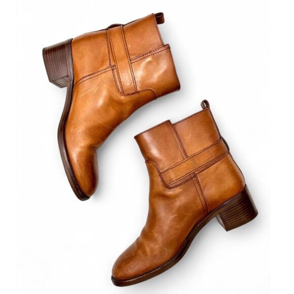 J.Crew Parker Cognac Tan Leather Slip on Ankle Boots - Size 6.5 - Picture 4 of 7